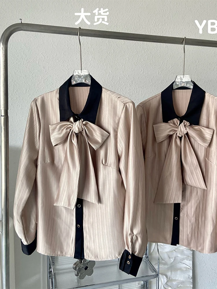Women Autumn Winter 2022 New Contrast Color Vintage Striped Blouses Baggy Long Sleeve Lace Up Bow Elegant Basic Shirt Oversize
Women Autumn Winter 2022 New Contrast Color Vintage Striped Blouses Baggy Long Sleeve Lace Up Bow Elegant Basic Shirt Oversize