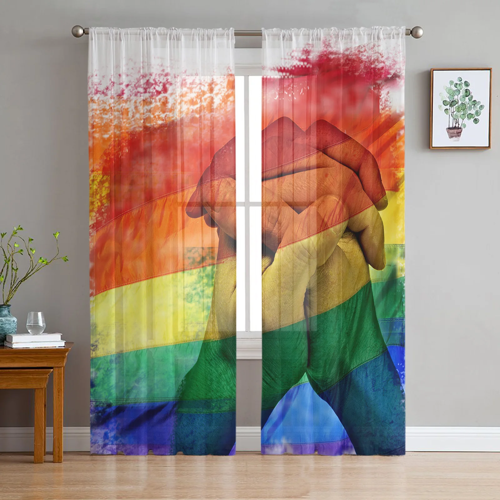 

Rainbow Hand Sheer Curtain for Living Room Voile for Window Blinds Bedroom Tulle Drape Kitchen Cortinas Hall Curtains