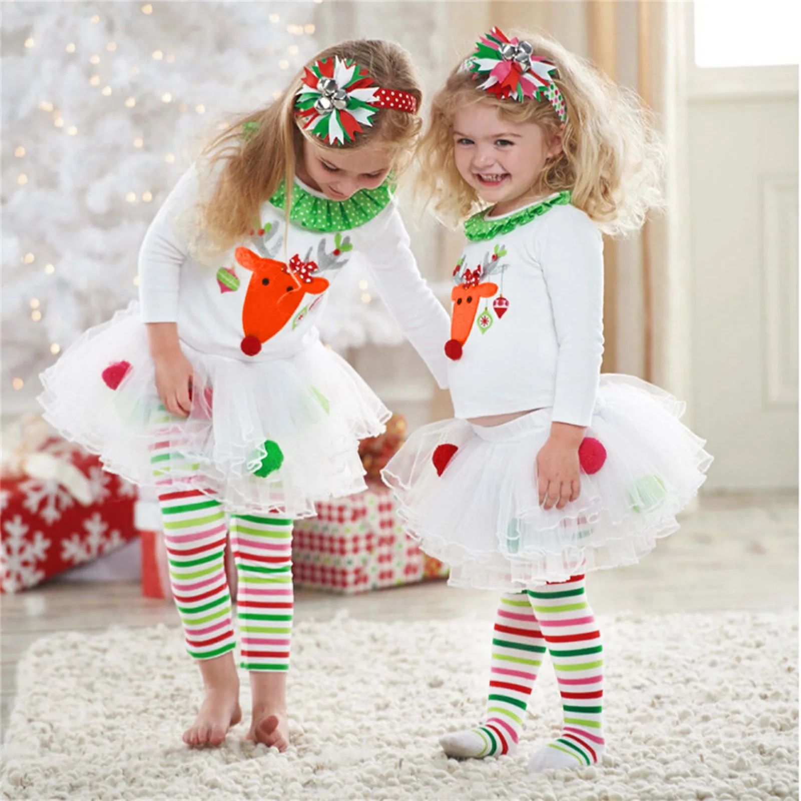 Toddler Kids Baby Girls Two-piece Suit Deer T shirt Tops+Striped Tulle Tutu Pants Christmas Outfits Kids Outfit Girls Home Baby
Toddler Kids Baby Girls Two-piece Suit Deer T shirt Tops+Striped Tulle Tutu Pants Christmas Outfits Kids Outfit Girls Home Baby