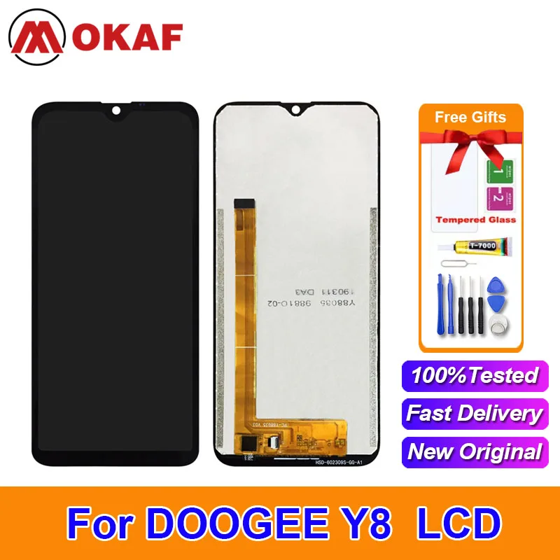 OKANFU Original 6.1" For Doogee Y8 LCD Display and Touch Screen Digitizer Assembly Replacement For Y8 Phone Part+ Tools+Adhesive
OKANFU Original 6.1" For Doogee Y8 LCD Display and Touch Screen Digitizer Assembly Replacement For Y8 Phone Part+ Tools+Adhesive
