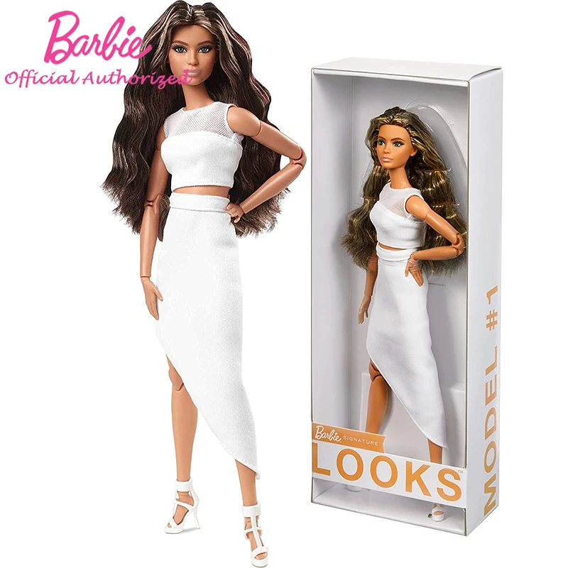 

Barbie Girl Signature Series Looks Doll Brunette Wavy Hair Fully Posable Fashion Kid Toys Beautiful Princess GTD89 Birthday Gift