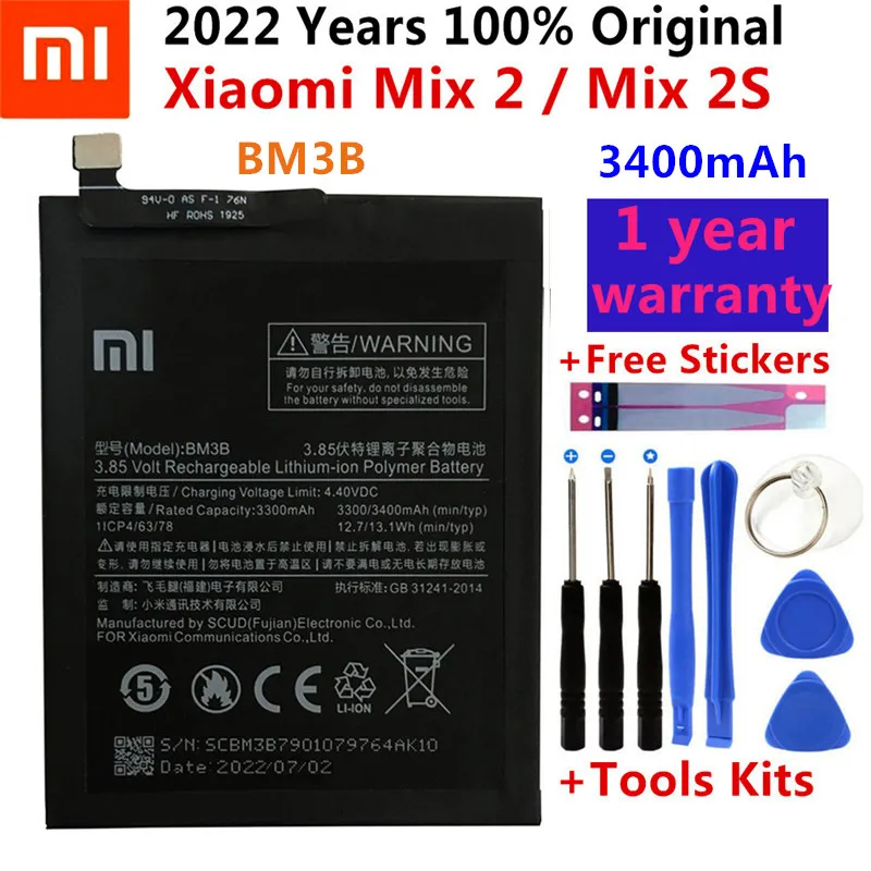 

Original Xiao Mi Original Replacement Battery BM3B For Xiaomi MIX 2 2S MIX2 S 3400mAh High Capacity Phone Batteries Free Tools