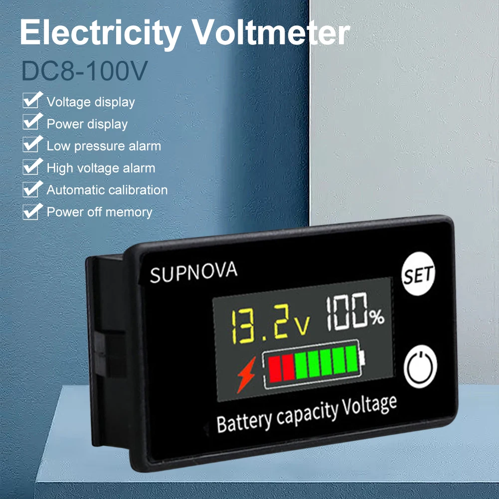 Multicolour Battery Capacity Indicator DC 8V-100V Lead Acid Lithium Car Motorcycle Voltmeter Voltage Gauge 12V 24V 48V 72V
Multicolour Battery Capacity Indicator DC 8V-100V Lead Acid Lithium Car Motorcycle Voltmeter Voltage Gauge 12V 24V 48V 72V