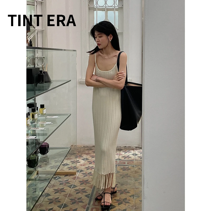 TINT ERA Korean Fashion Spring Autumn Summer 2022 New Version Lazy Style Tassel Slim Long Sling Knitted Dress Women Femme Y2K
TINT ERA Korean Fashion Spring Autumn Summer 2022 New Version Lazy Style Tassel Slim Long Sling Knitted Dress Women Femme Y2K