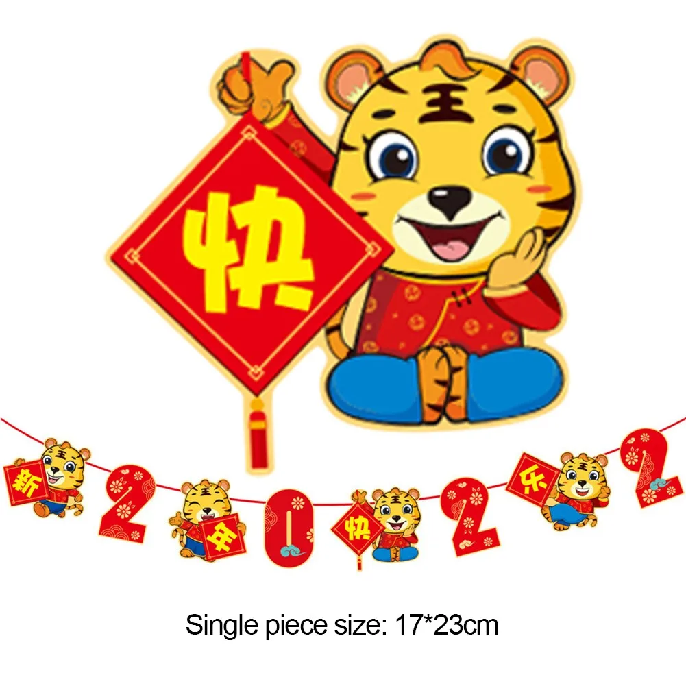 

Spring Festival Bunting Banner The Year Of Tiger 2022 New Year Pull Flag For Home Party Shopping Mall Event Venue Decoration