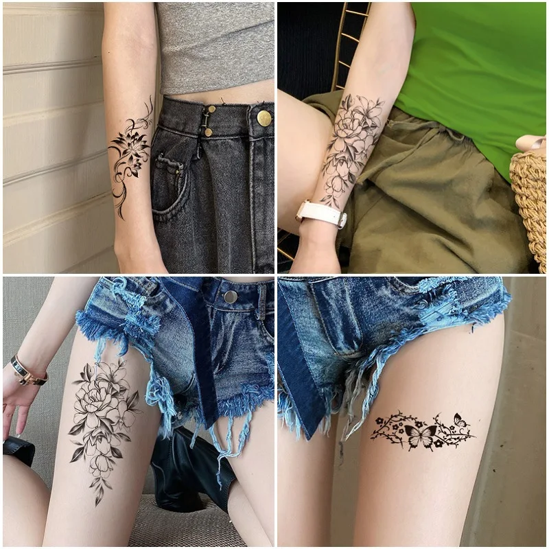 Sexy Black Flower Butterfly Temporary Tattoo Female Body Art Painting Arm Leg Tattoo Sticker Realistic Waterproof Fake Tattoo
Sexy Black Flower Butterfly Temporary Tattoo Female Body Art Painting Arm Leg Tattoo Sticker Realistic Waterproof Fake Tattoo