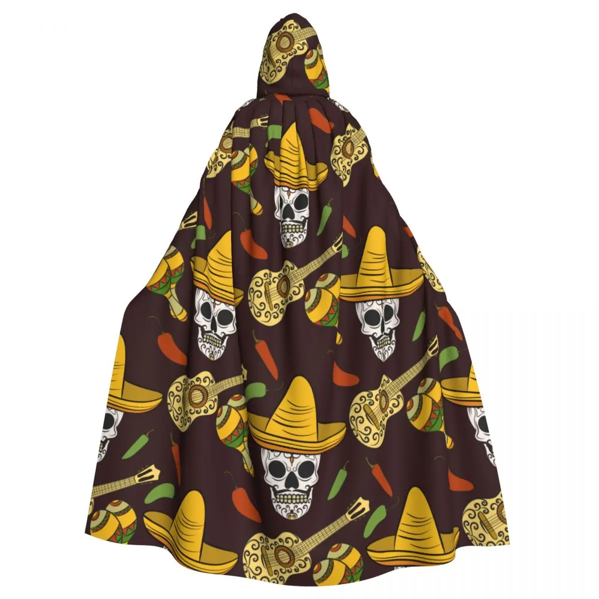 Mexican Sugar Skulls Pepper Guitar Sombrero Maracas Adult Cloak Cape Hooded Medieval Costume Witch Elf Purim Carnival Party
Mexican Sugar Skulls Pepper Guitar Sombrero Maracas Adult Cloak Cape Hooded Medieval Costume Witch Elf Purim Carnival Party