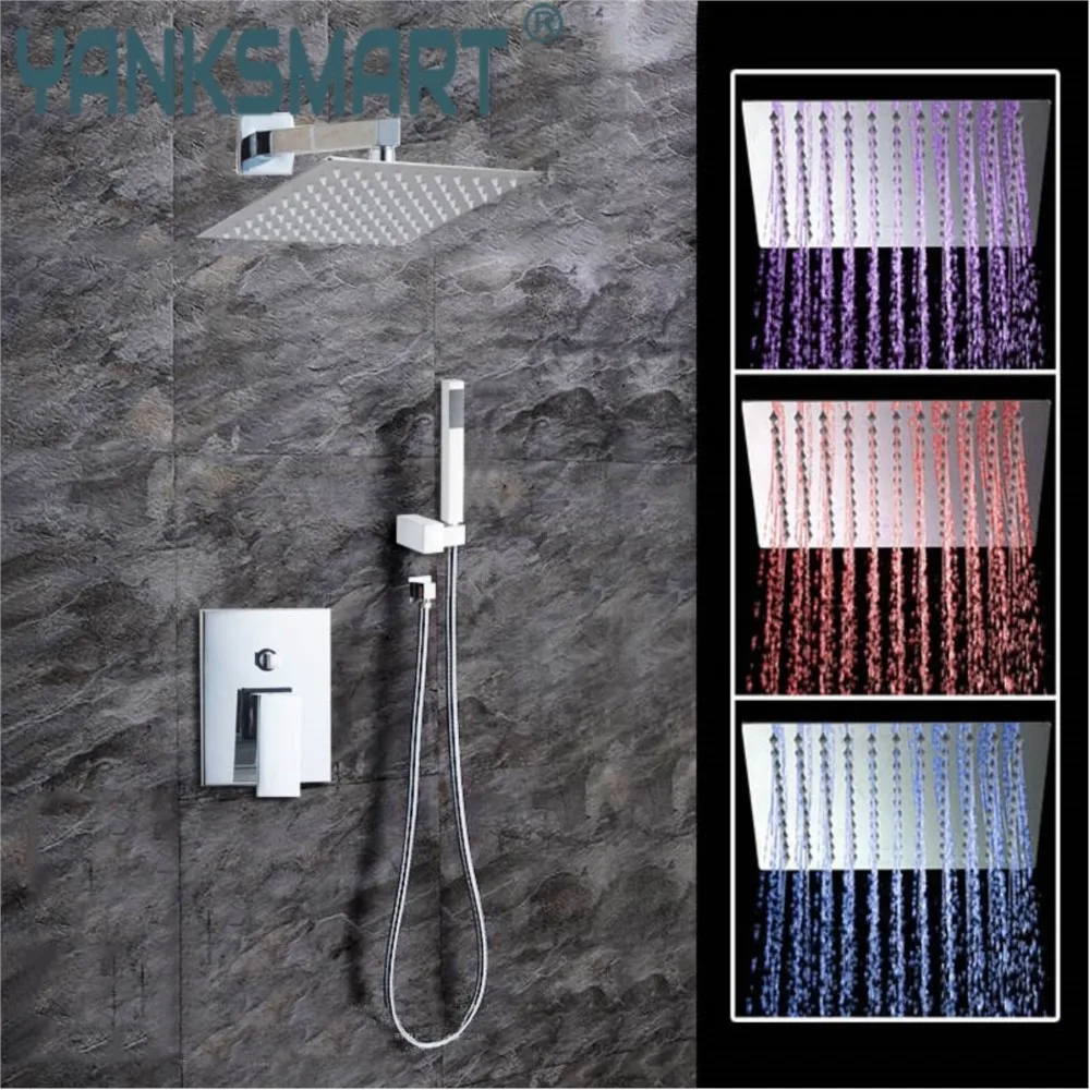 YANKSMART 8" 12" 16" LED Shower Wall Mounted Square Brass Head Waterfall Shower Set Rainfall Bathroom Shower Kit Hand Shower
YANKSMART 8" 12" 16" LED Shower Wall Mounted Square Brass Head Waterfall Shower Set Rainfall Bathroom Shower Kit Hand Shower
