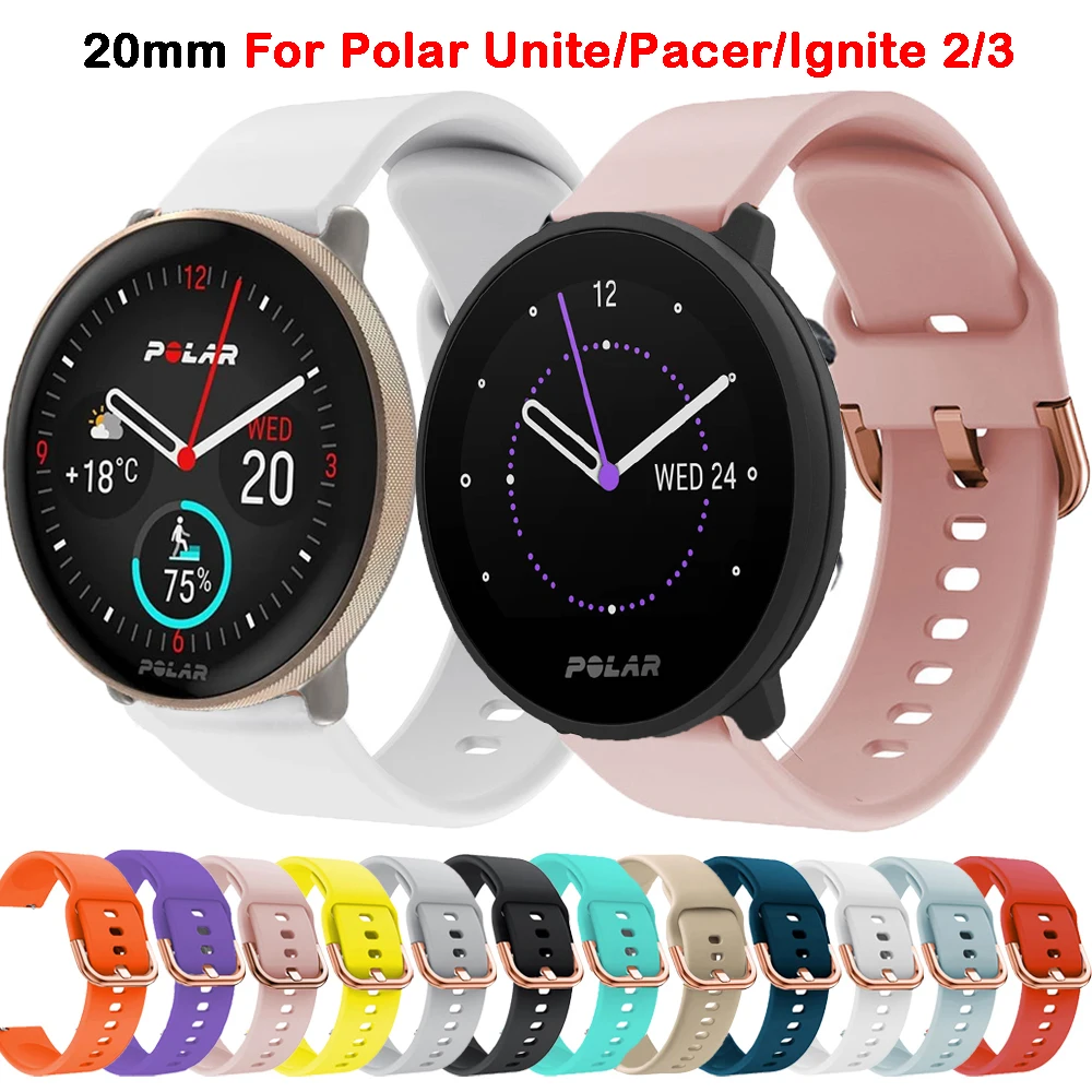

Силиконовые ремешки для Polar Unite/Pacer/Ignite 2/3, умный ремешок 20 мм, ремешок для наручных часов, браслет для Suunto 3 Fitness/COROS APEX 2