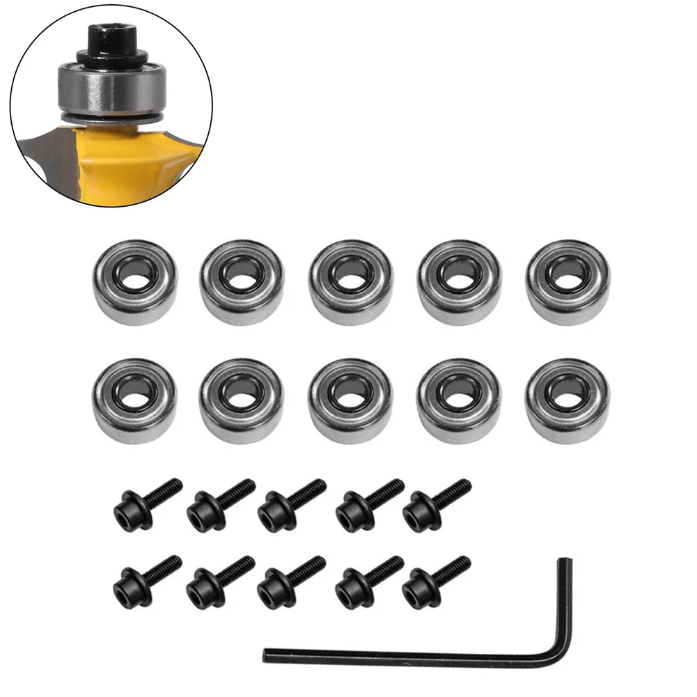 Hex Key Wrench Router Bit Bearing 11pcs/Set 12.7mm Router Bit Attachment Ball Bearings Guide Mounted Replacement
Hex Key Wrench Router Bit Bearing 11pcs/Set 12.7mm Router Bit Attachment Ball Bearings Guide Mounted Replacement