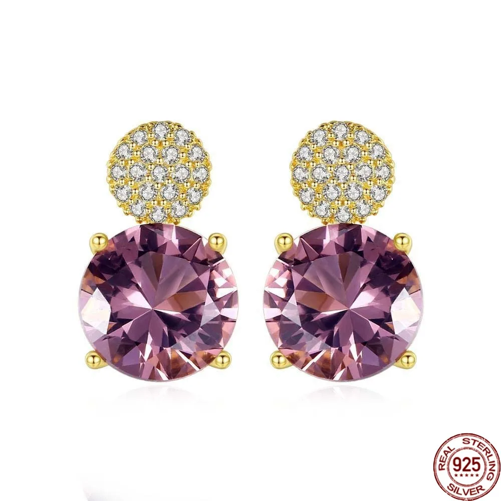 BABIQU Korean Style 925 Sterling Silver Round Purple Topaz Stud Earrings for Women Double Color Fine Jewelry Femme Gift Se0417-1
BABIQU Korean Style 925 Sterling Silver Round Purple Topaz Stud Earrings for Women Double Color Fine Jewelry Femme Gift Se0417-1