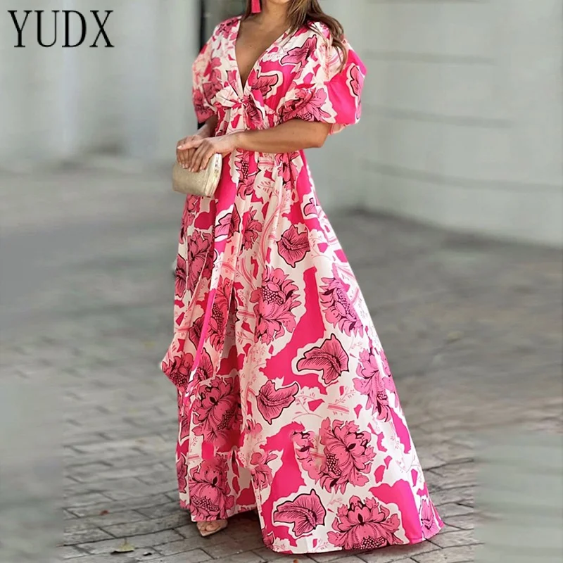 European and American Women's Clothing Early Spring New Fashion Elegant Sexy Deep V-neck Printed Long Sleeve Slim High Waist Dre
European and American Women's Clothing Early Spring New Fashion Elegant Sexy Deep V-neck Printed Long Sleeve Slim High Waist Dre