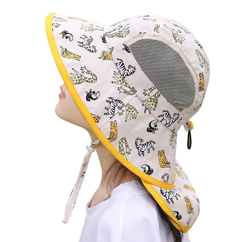 

Шляпа с клапаном на шею для мальчиков и девочек, Летний Пляжный аксессуар, защита от солнца, шапочка с большими полями для маленьких детей