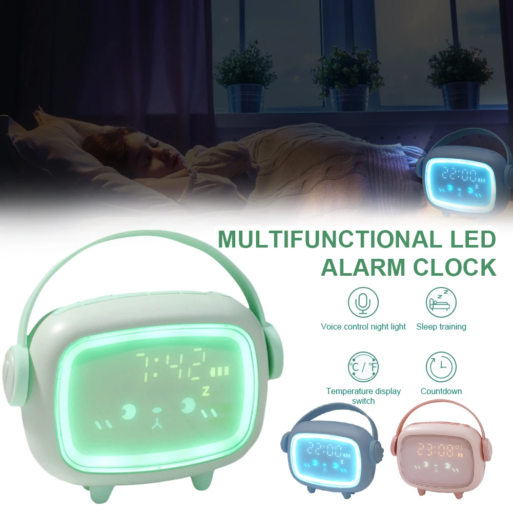 Cute Voice Control Night Light Alarm Clock Timing Countdown Snooze Clock LED Smart Light Kids Gift for Home Decor
Cute Voice Control Night Light Alarm Clock Timing Countdown Snooze Clock LED Smart Light Kids Gift for Home Decor