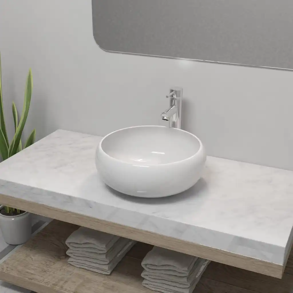 Bathroom Wash Basin with Mixer Tap,Ceramic Bowl Sinks, Bathrooms Decoration Round White 40 x 16 cm (D x H)
Bathroom Wash Basin with Mixer Tap,Ceramic Bowl Sinks, Bathrooms Decoration Round White 40 x 16 cm (D x H)