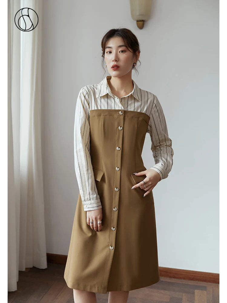 DUSHU Women Dress French Stitching Shirt Skirt Autumn Design Sense Temperament Commuter Dress Long Sleeve Vintage A-line Skirts
DUSHU Women Dress French Stitching Shirt Skirt Autumn Design Sense Temperament Commuter Dress Long Sleeve Vintage A-line Skirts