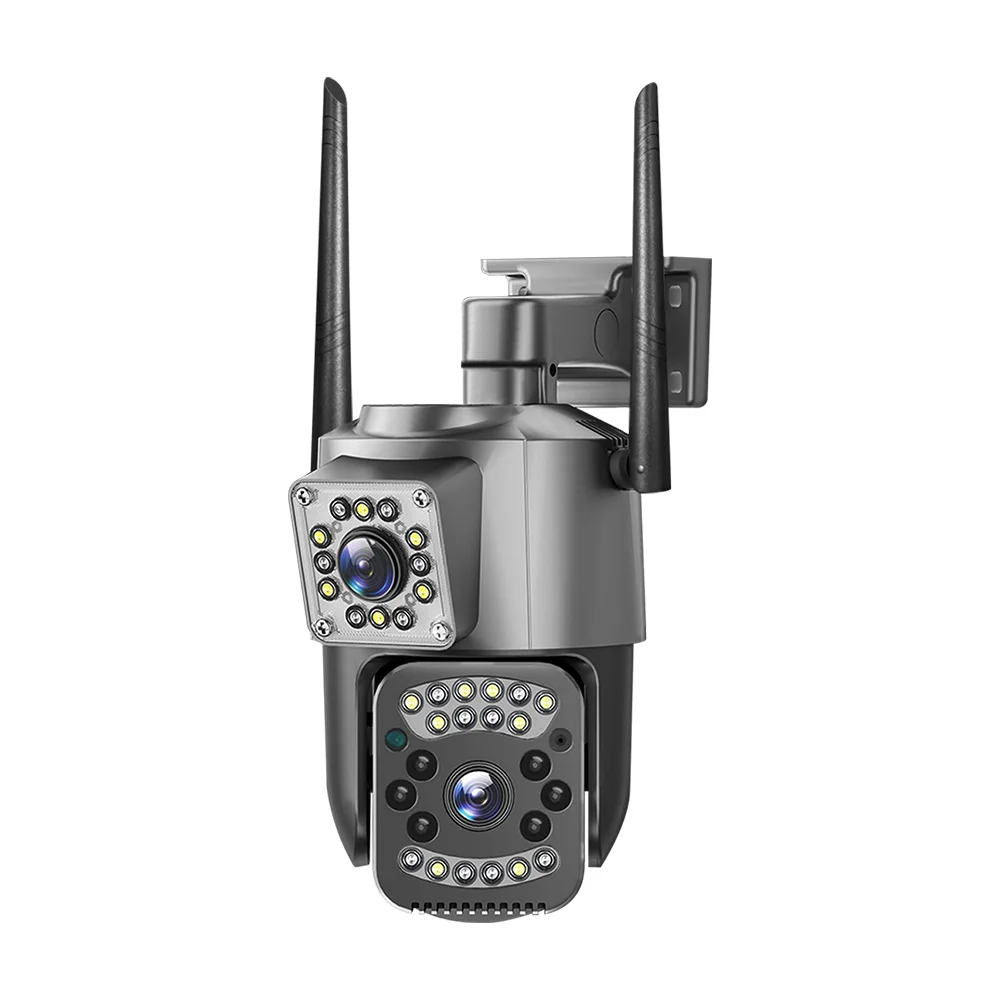 

Камера видеонаблюдения с двойным объективом, 4-мегапиксельная HD-камера с цветным ночным видением и двумя объективами, Wi-Fi IP PTZ, облачное хранилище, беспроводная камера P2P