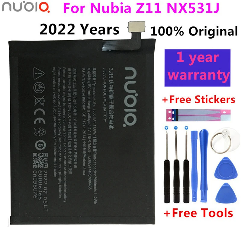 

2022 Новый аккумулятор для ZTE Nubia Z11 NX531J Li3829T44P6h806435 3000 мАч Высококачественная сменная аккумуляторная батарея + Бесплатные инструменты