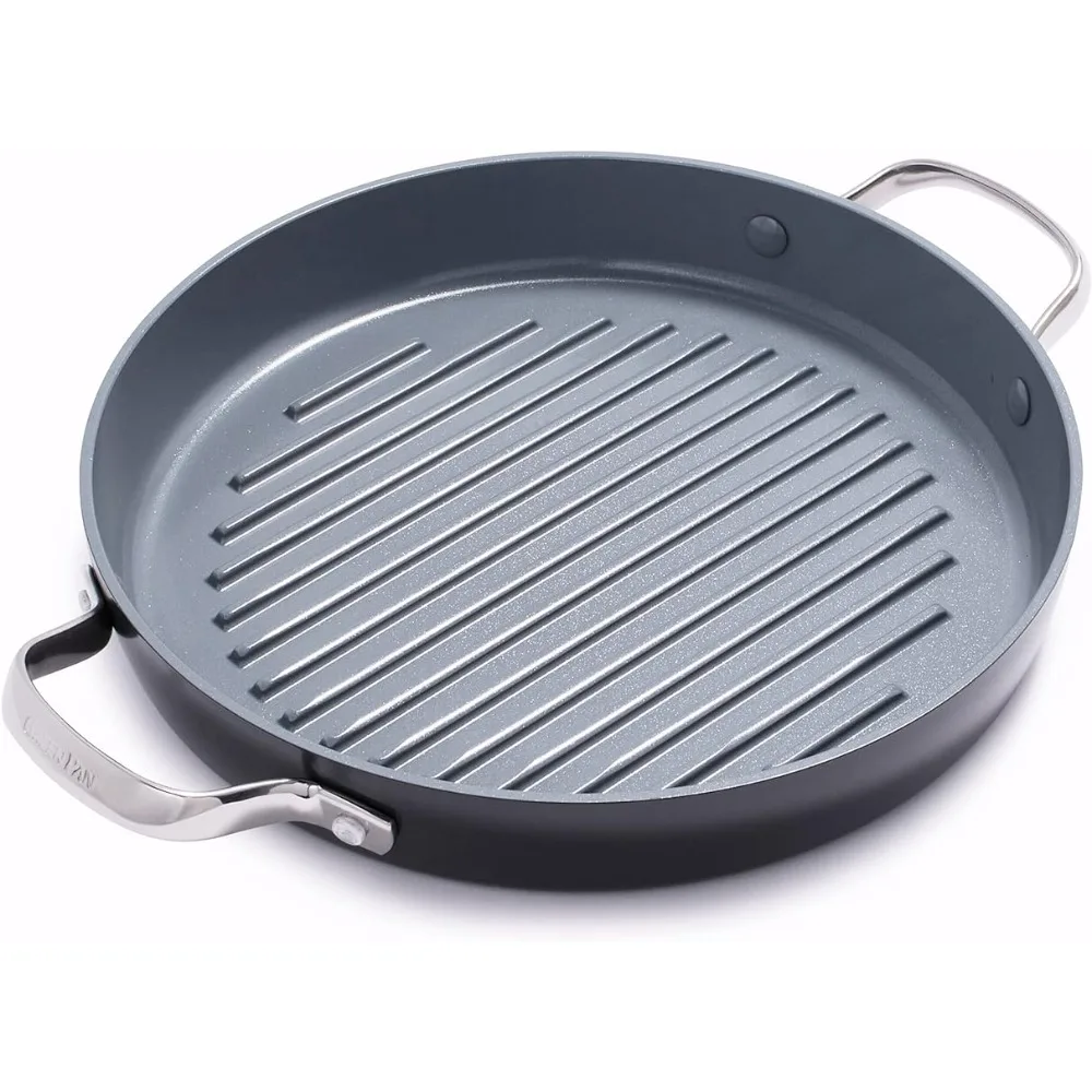 Valencia Pro Hard Anodized Healthy Ceramic Nonstick 11" Grill Pan, PFAS-Free, Induction, Dishwasher Safe, Oven Safe, Gray
Valencia Pro Hard Anodized Healthy Ceramic Nonstick 11" Grill Pan, PFAS-Free, Induction, Dishwasher Safe, Oven Safe, Gray