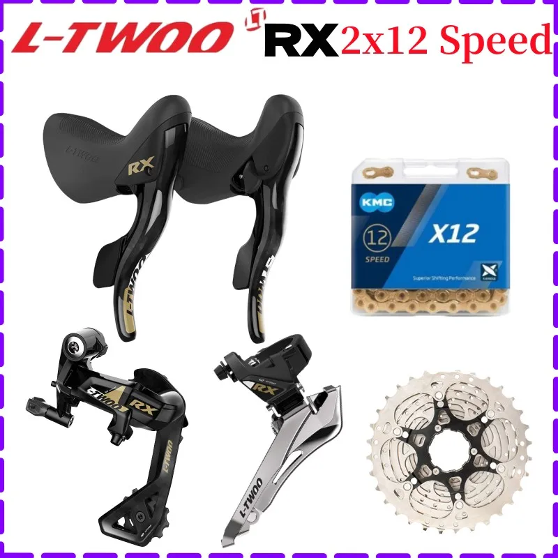 

LTWOO RX 2X12 Speed Road Bicycle Groupset Include Shifter Brake Rear Derailleurs Sunshine 12S 28T/30T/32T Cassette KMC X12 Chain