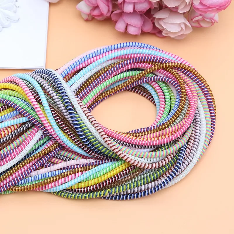 

1.5M MIX Color phone Wire Cord Rope Protector USB Charging Cable Bobbin Winder Data Line earphone Cover Suit Spring Sleeve twine