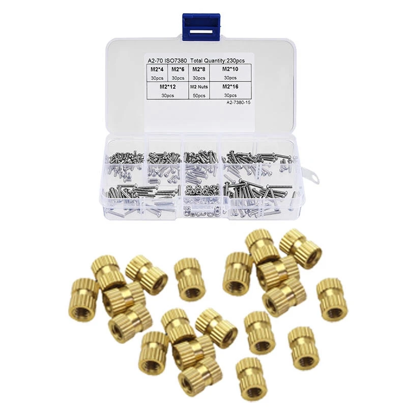 230 Pcs M2 304 Stainless Steel Hex Socket Button Head Cap Bolts Screws Nuts Kit & 20 Pcs M2x3mmx3.2Mm Female Threaded Brass Knur
230 Pcs M2 304 Stainless Steel Hex Socket Button Head Cap Bolts Screws Nuts Kit & 20 Pcs M2x3mmx3.2Mm Female Threaded Brass Knur