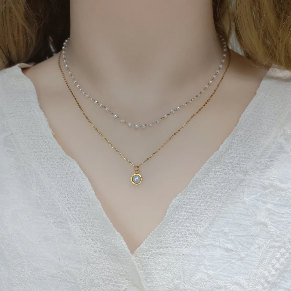Fashion Pearl Necklace Stainless Steel Pearl Chain Necklace Pendant Women Gold Double Layer Necklace For Women Jewelry Gifts
Fashion Pearl Necklace Stainless Steel Pearl Chain Necklace Pendant Women Gold Double Layer Necklace For Women Jewelry Gifts