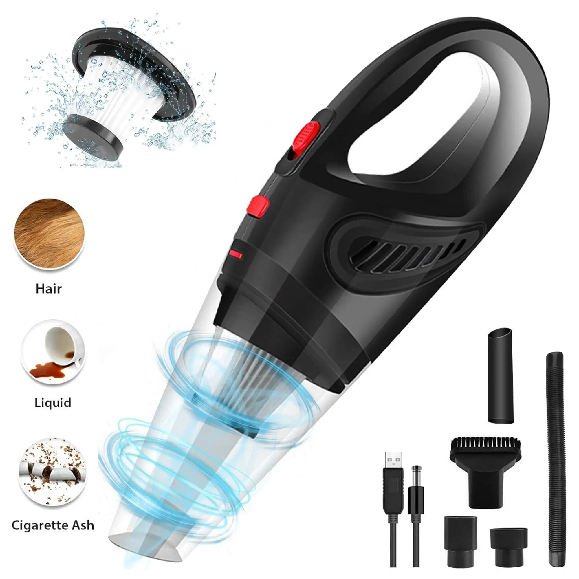 

Portable Cordless Vacuum, 6KPA Powerful Cyclonic Suction Mini Car Vacuum Cleaner, 120W Rechargeable Handheld Vacuum Cleaner with