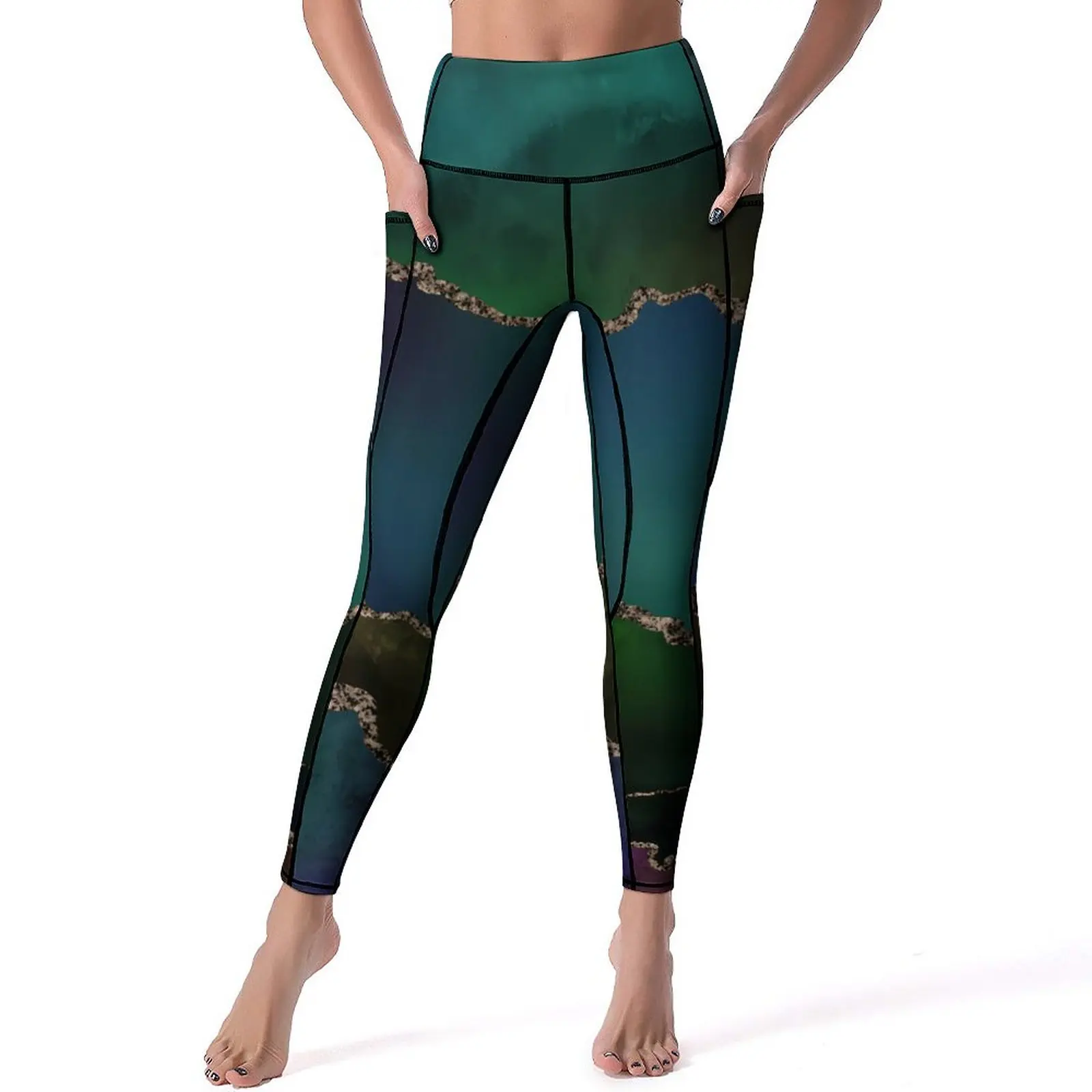 

Dark Ombre Leggings Sexy Colorful Print Fitness Running Yoga Pants High Waist Stretchy Sport Legging With Casual Design Leggins