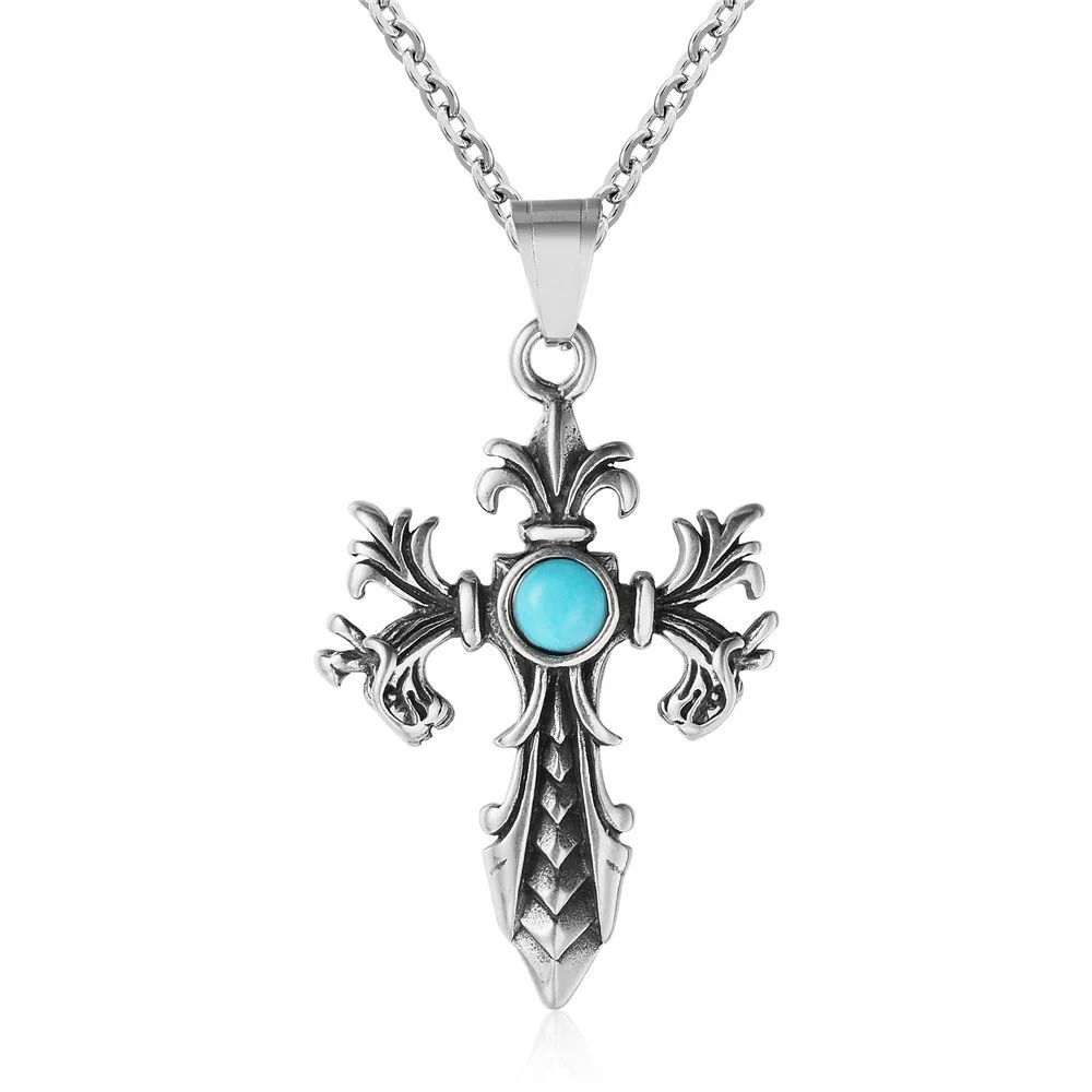 Punk Style Cross Sword Pendants With Turquoise New Fashion Stainless Steel Chain Necklaces For Women Men Gift Hip Hop Jewelry
Punk Style Cross Sword Pendants With Turquoise New Fashion Stainless Steel Chain Necklaces For Women Men Gift Hip Hop Jewelry