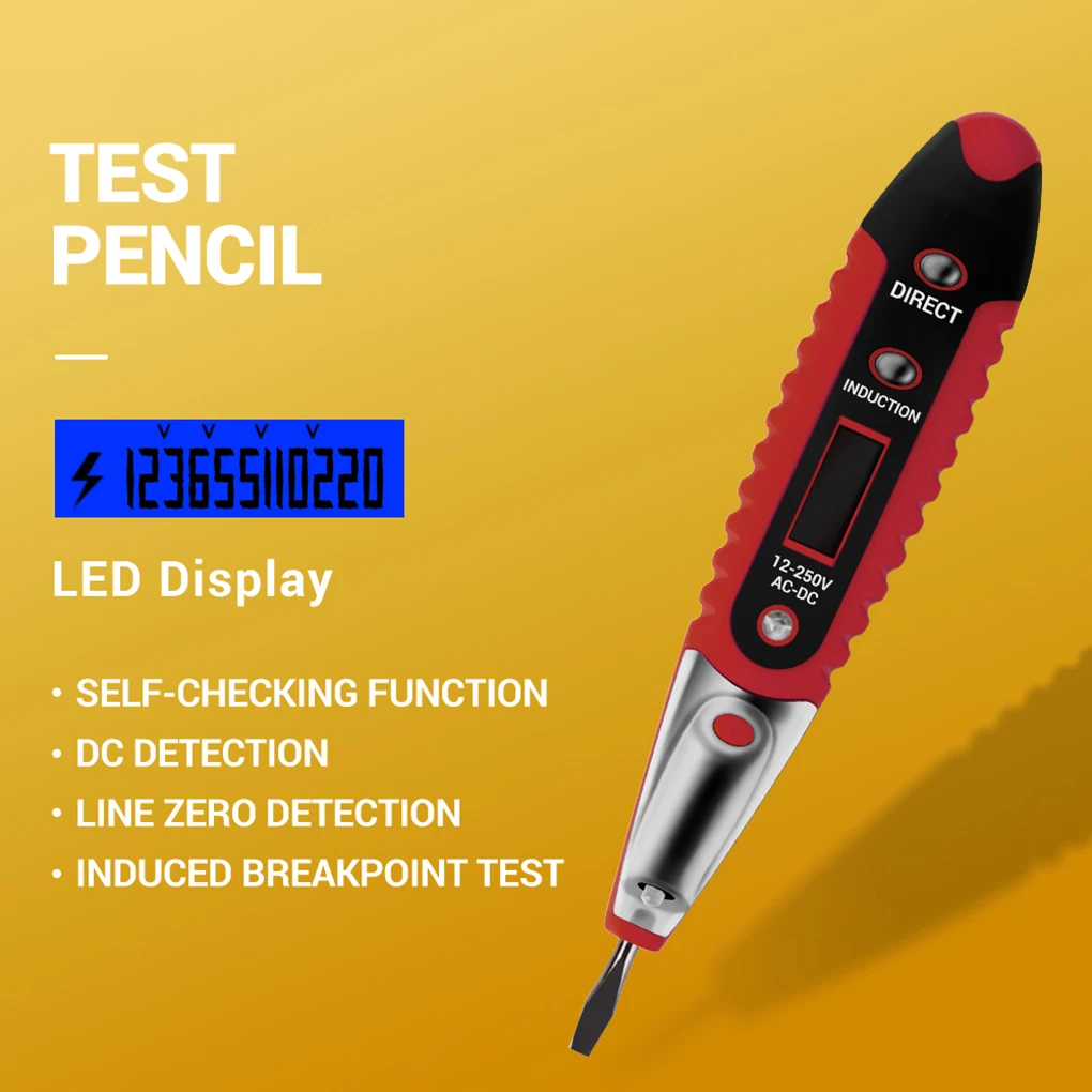 FangNymph Digital Test Pencil Pen Multifunction AC DC 12-250V Tester Electrical LCD Display Voltage Detector Test Pen
FangNymph Digital Test Pencil Pen Multifunction AC DC 12-250V Tester Electrical LCD Display Voltage Detector Test Pen