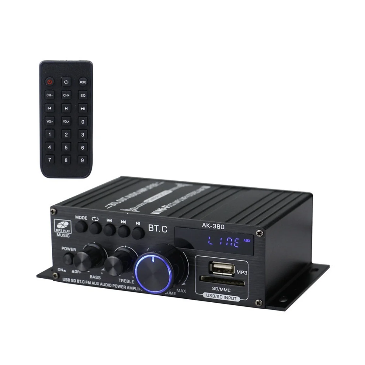 

Ak380 800W 12V Power Amplifier Bluetooth Stereo Home Car BASS Audio Amp Music Player Car Speaker Class D FM USB/SD