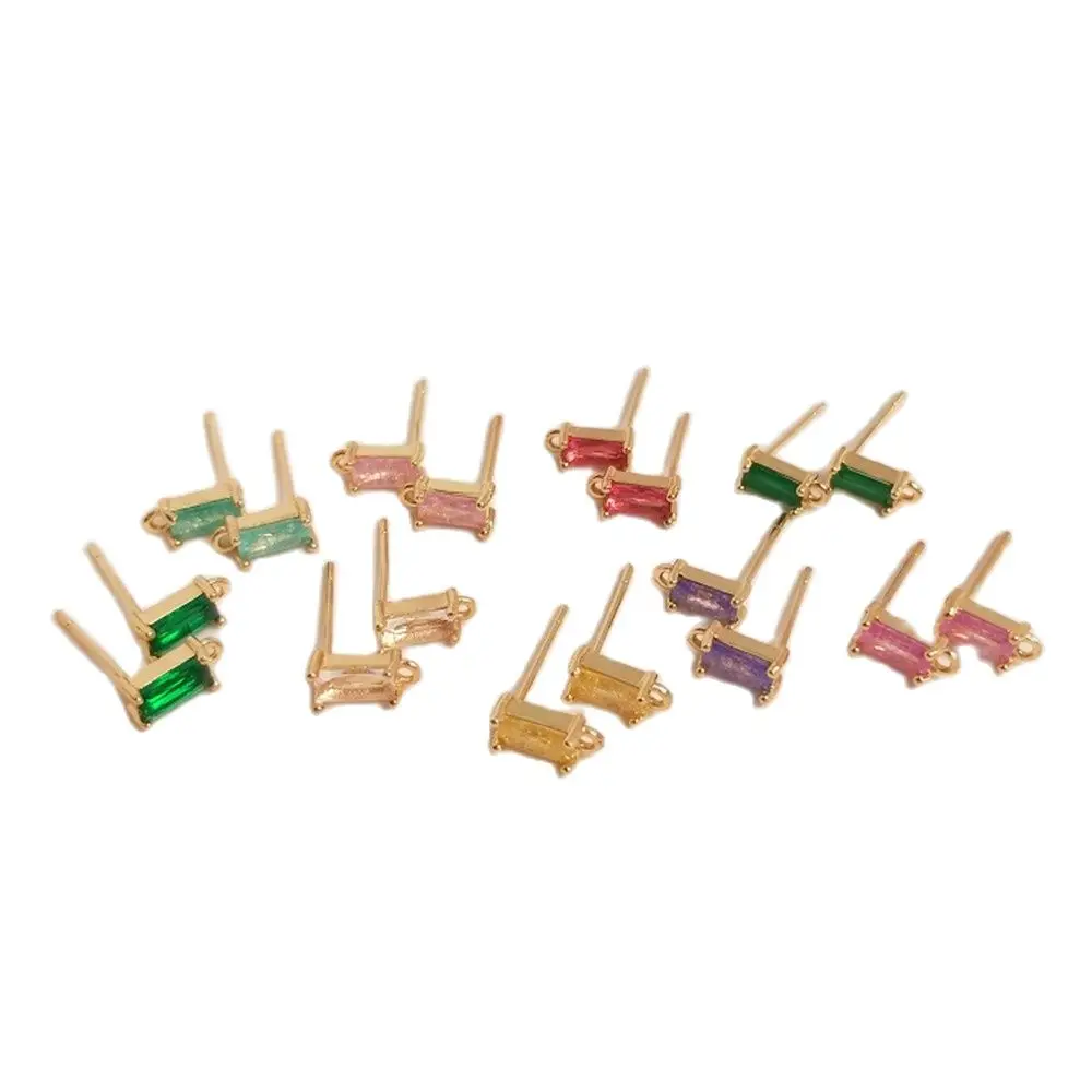 14K Gold Filled Plating Set rectangular zircon with hanging earrings color zirconium earpin DIY hand accessories 
14K Gold Filled Plating Set rectangular zircon with hanging earrings color zirconium earpin DIY hand accessories
