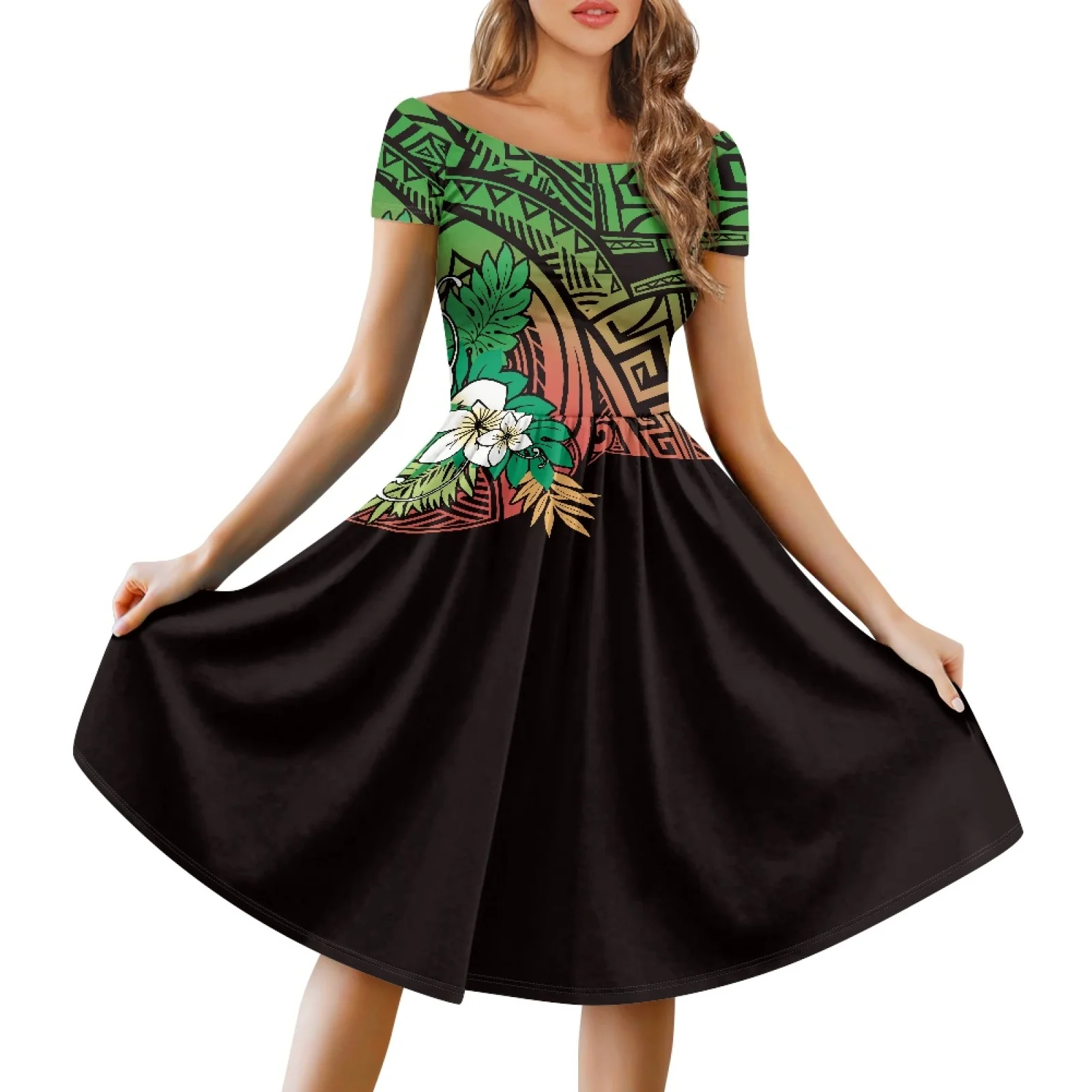 Polynesian Tribal Samoan Totem Tattoo Samoa Prints Summer Elastic Fabric Off-The-Shoulder Dresses Bar Party Hibiscus Print Dress
Polynesian Tribal Samoan Totem Tattoo Samoa Prints Summer Elastic Fabric Off-The-Shoulder Dresses Bar Party Hibiscus Print Dress
