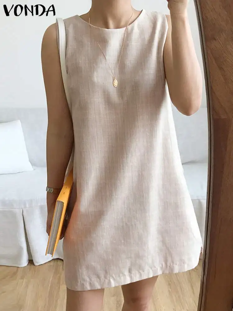 Women Elegant Mini Dress 2023 VONDA Summer Round Neck Sleeveless Sexy Loose Solid Color Casual Party Shirt Vestidos Sundress
Women Elegant Mini Dress 2023 VONDA Summer Round Neck Sleeveless Sexy Loose Solid Color Casual Party Shirt Vestidos Sundress