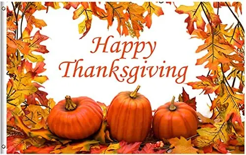 Yellow Fall Leaves Three Pumpkins Celebrate Thanksgiving Day Autumn Flags with Brass Grommets for Home House Outdoor Indoor
Yellow Fall Leaves Three Pumpkins Celebrate Thanksgiving Day Autumn Flags with Brass Grommets for Home House Outdoor Indoor