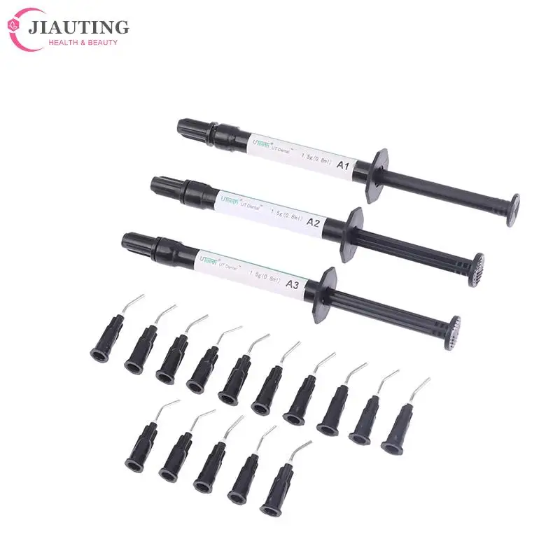 1Set UT Dental Flowable Composite Flow Resin Light Cure Syringe A1 A2 A3 Color Shade Dispensing Tips Tooth Filling Material
1Set UT Dental Flowable Composite Flow Resin Light Cure Syringe A1 A2 A3 Color Shade Dispensing Tips Tooth Filling Material