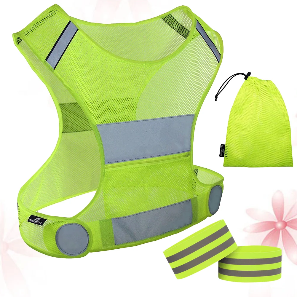 

Running Vest Reflective Gear Jacket Safety Reflector Visibility Cycling Jogging Night Light Jackets Up Wristbands Walking High