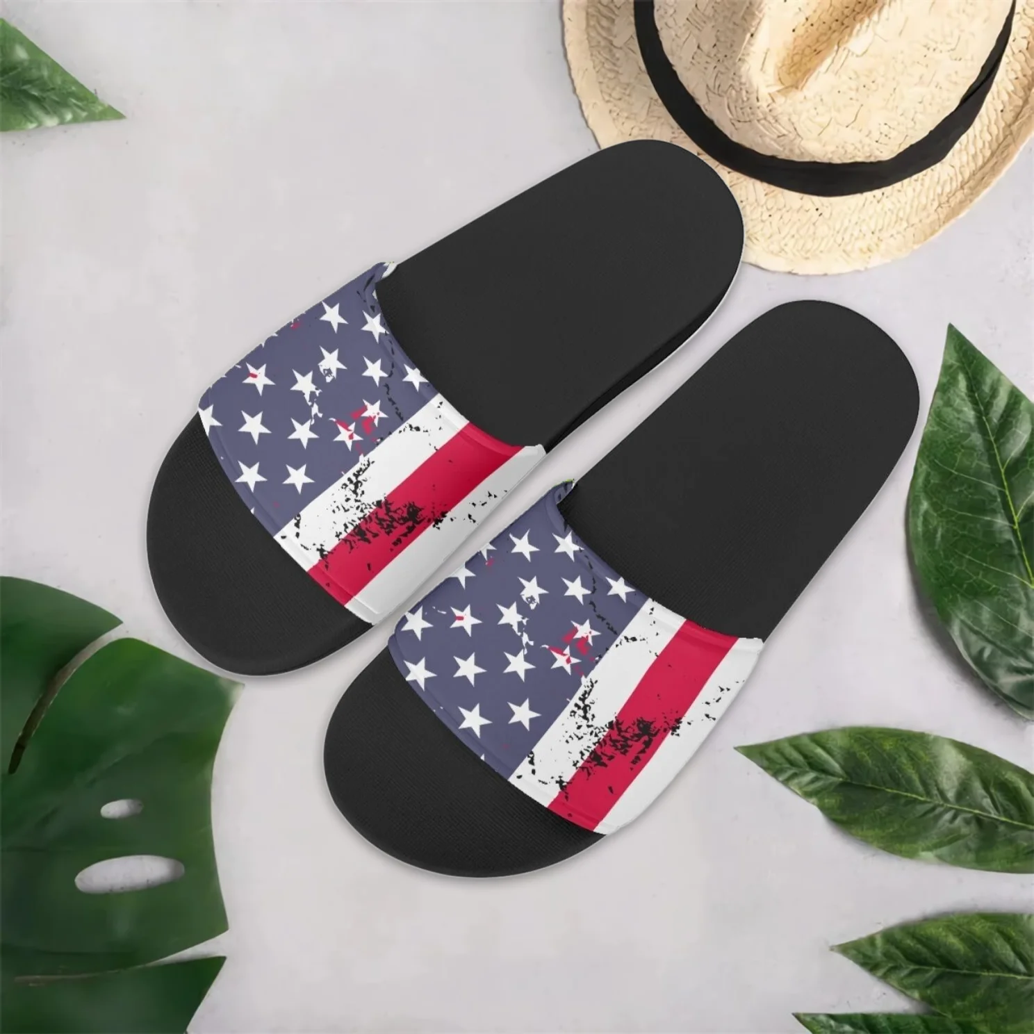 ELVISWORDS American Flag Designer Brand Slides Unisex Women Men Slippers Patriotic Non Slip Shoes Ladies Female Beach Sandals
ELVISWORDS American Flag Designer Brand Slides Unisex Women Men Slippers Patriotic Non Slip Shoes Ladies Female Beach Sandals