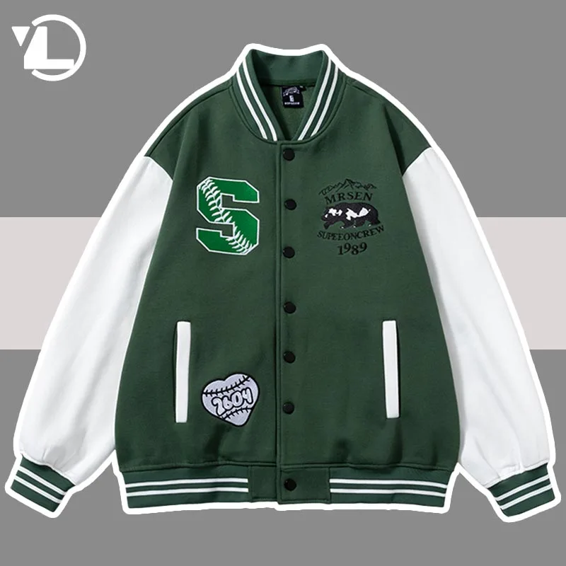 Patchwork Varsity Jackets Men Hip Hop Harajuku Letter Embroidery College Outwear Coats High Street Casual Loose Baseball Jacket
Patchwork Varsity Jackets Men Hip Hop Harajuku Letter Embroidery College Outwear Coats High Street Casual Loose Baseball Jacket