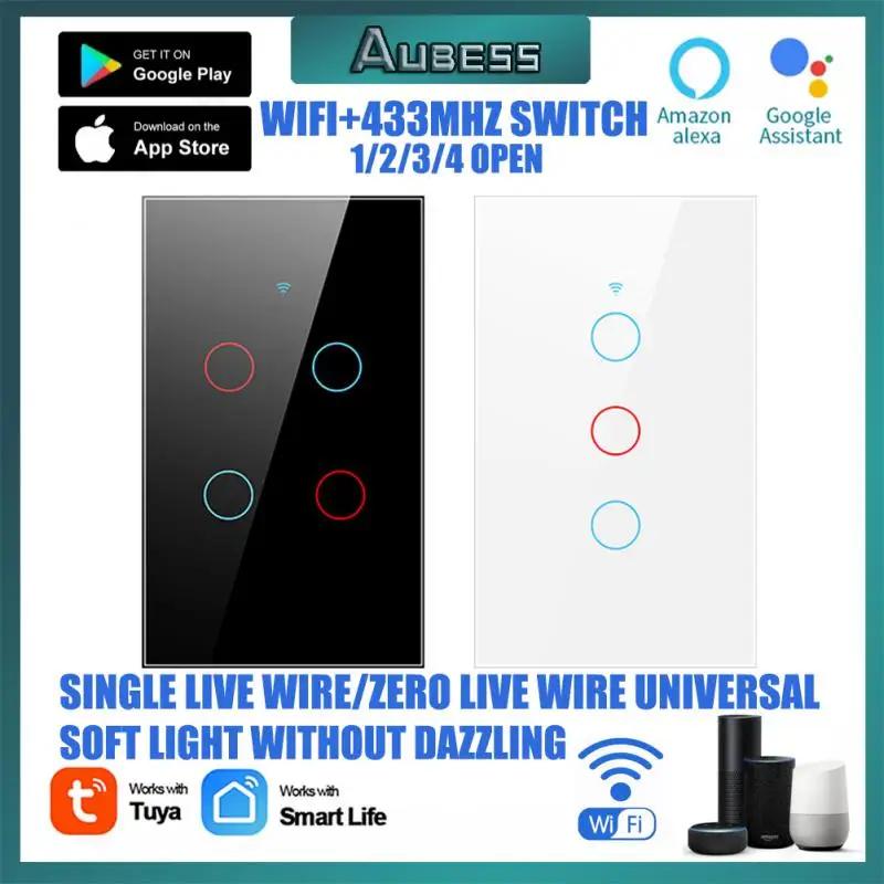 TUYA Switch 1/2/3/4 gang WiFi+433MHZ Smart Touch Switch Home Light Wall Button for Alexa and Google Home Assistant US Standard
TUYA Switch 1/2/3/4 gang WiFi+433MHZ Smart Touch Switch Home Light Wall Button for Alexa and Google Home Assistant US Standard