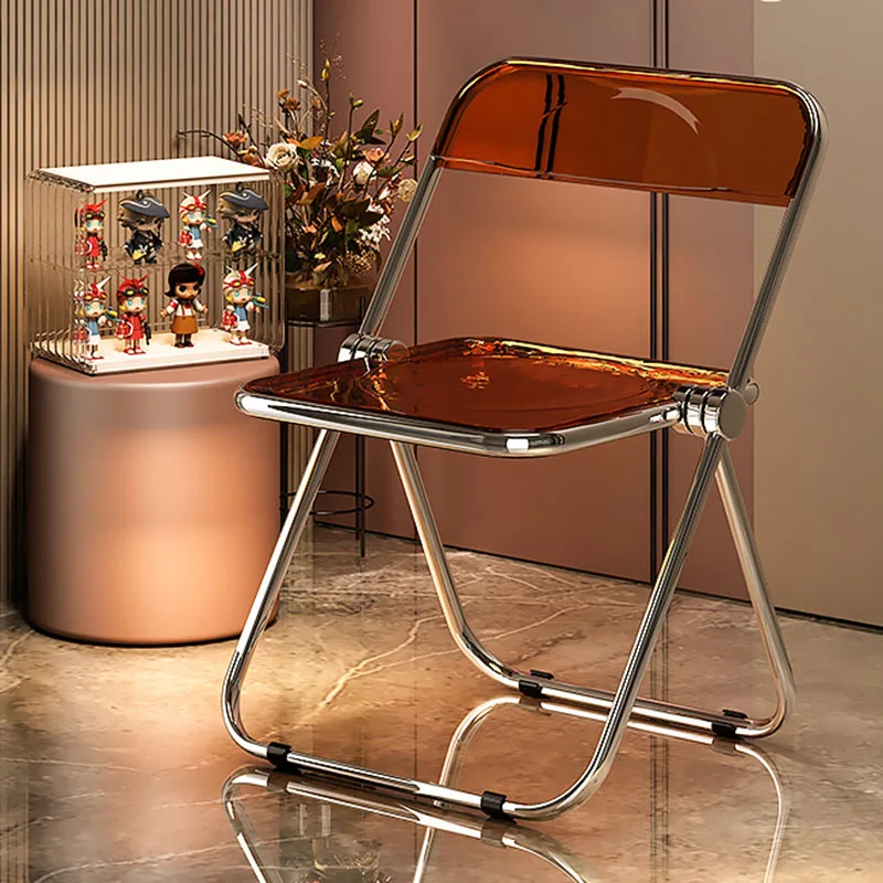 

Скандинавский мобильный металлический стул для гостиной, компьютерные пляжные акриловые геймерские элегантные обеденные стулья, расслабляющие стулья, мебель для дома