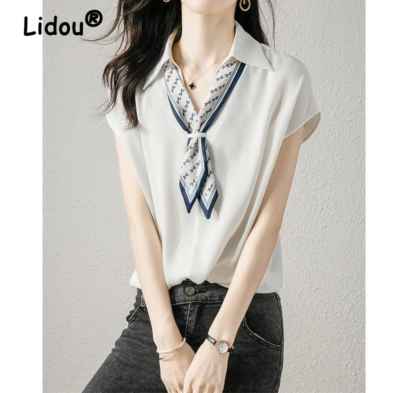 2022 Summer New Fashion Office Lady V Neck Short Sleeve Chiffon Shirts Tie V Neck Elegant Commute Blouse Women's Loose Clothing
2022 Summer New Fashion Office Lady V Neck Short Sleeve Chiffon Shirts Tie V Neck Elegant Commute Blouse Women's Loose Clothing