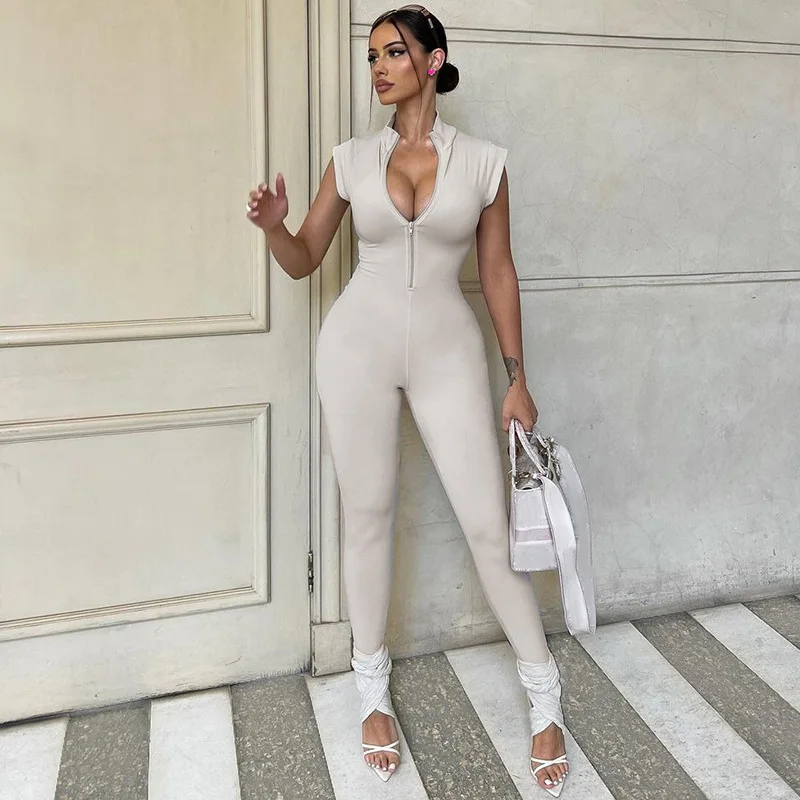 Solid Color Women Jumpsuit Slim Summer Fake Zippers Tank Stand Collar Sleeveless Ankle Length Sexy
Solid Color Women Jumpsuit Slim Summer Fake Zippers Tank Stand Collar Sleeveless Ankle Length Sexy