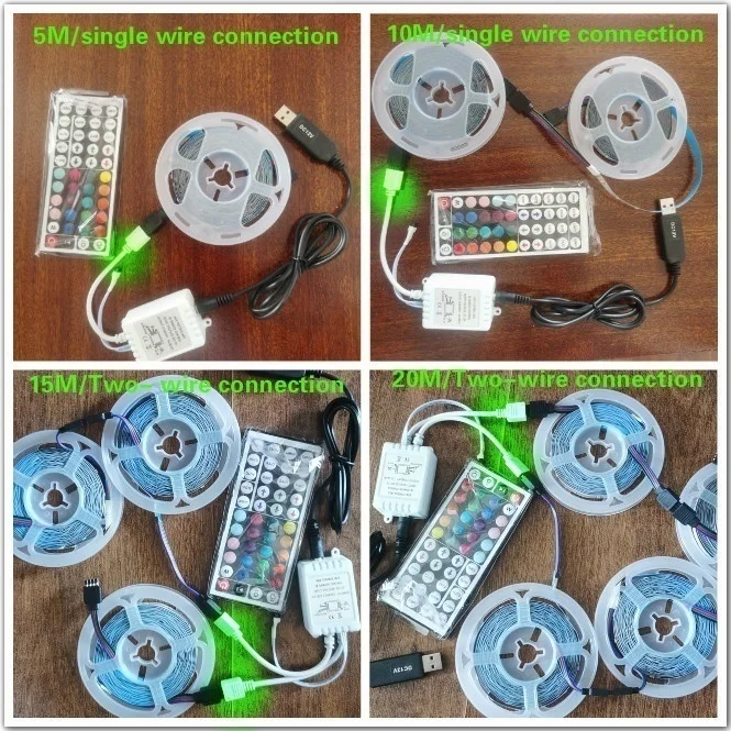 Update Usb Led Strip Lights 2/3/5/10/15/20M Color Changing LED Light with 44key Remote Controller String | Лампы и освещение