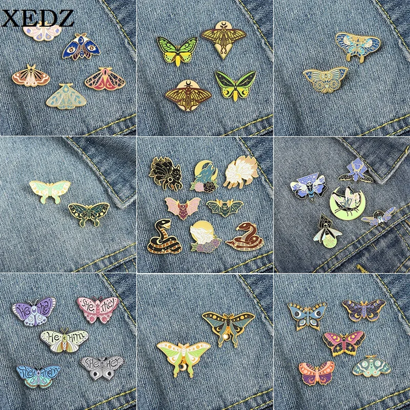 XEDZ 2-8pcs/set Butterfly Enamel Brooch Luminous Moon Moth Brooch Fox Badge Gothic Punk Insect Jewelry Gifts For Friends Kids
XEDZ 2-8pcs/set Butterfly Enamel Brooch Luminous Moon Moth Brooch Fox Badge Gothic Punk Insect Jewelry Gifts For Friends Kids