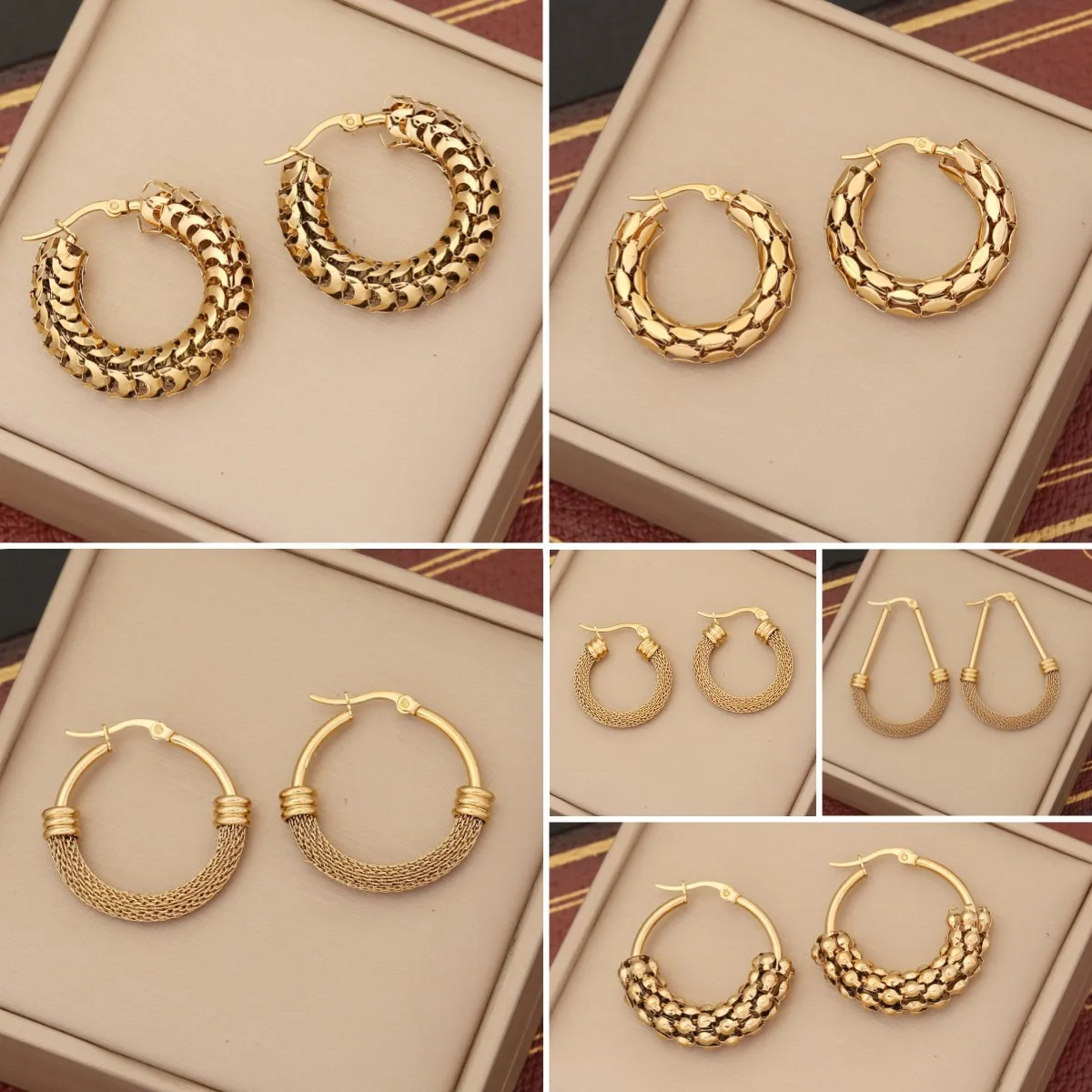 316L Stainless Steel Gold Color Geometric Mesh Pattern Hoop Earrings For Women New Trend Girls Exaggerated Party Jewelry Gifts
316L Stainless Steel Gold Color Geometric Mesh Pattern Hoop Earrings For Women New Trend Girls Exaggerated Party Jewelry Gifts