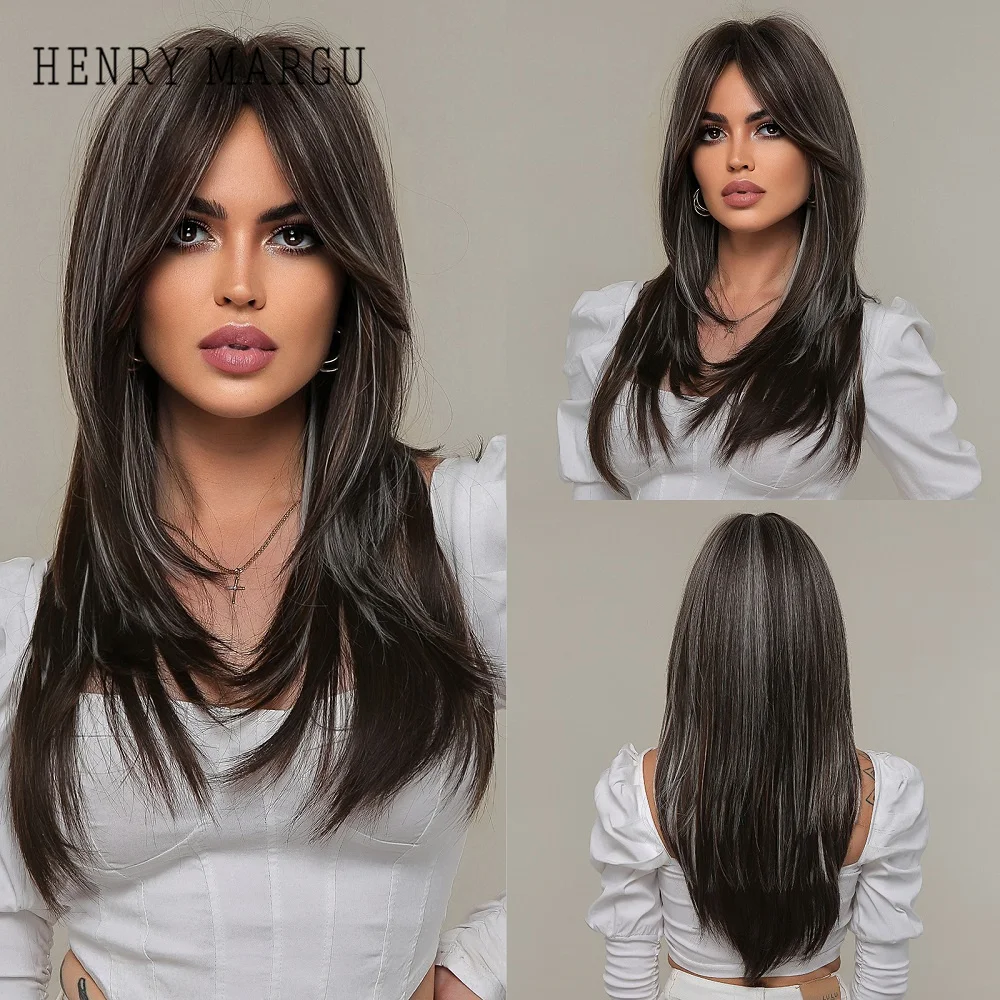 HENRY MARGU Brown Highligh Platinum Synthetic Wigs With Bangs Natural Long Layered Wig for Women Party Cosplay Heat Resistant
HENRY MARGU Brown Highligh Platinum Synthetic Wigs With Bangs Natural Long Layered Wig for Women Party Cosplay Heat Resistant
