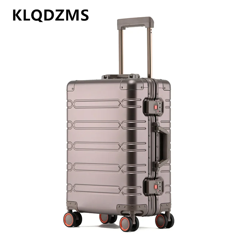 

Чемодан на колесиках KLQDZMS, универсальный чемодан на колесиках из алюминиево-магниевого сплава, колеса 20 дюймов, 24 дюйма, 29 дюймов