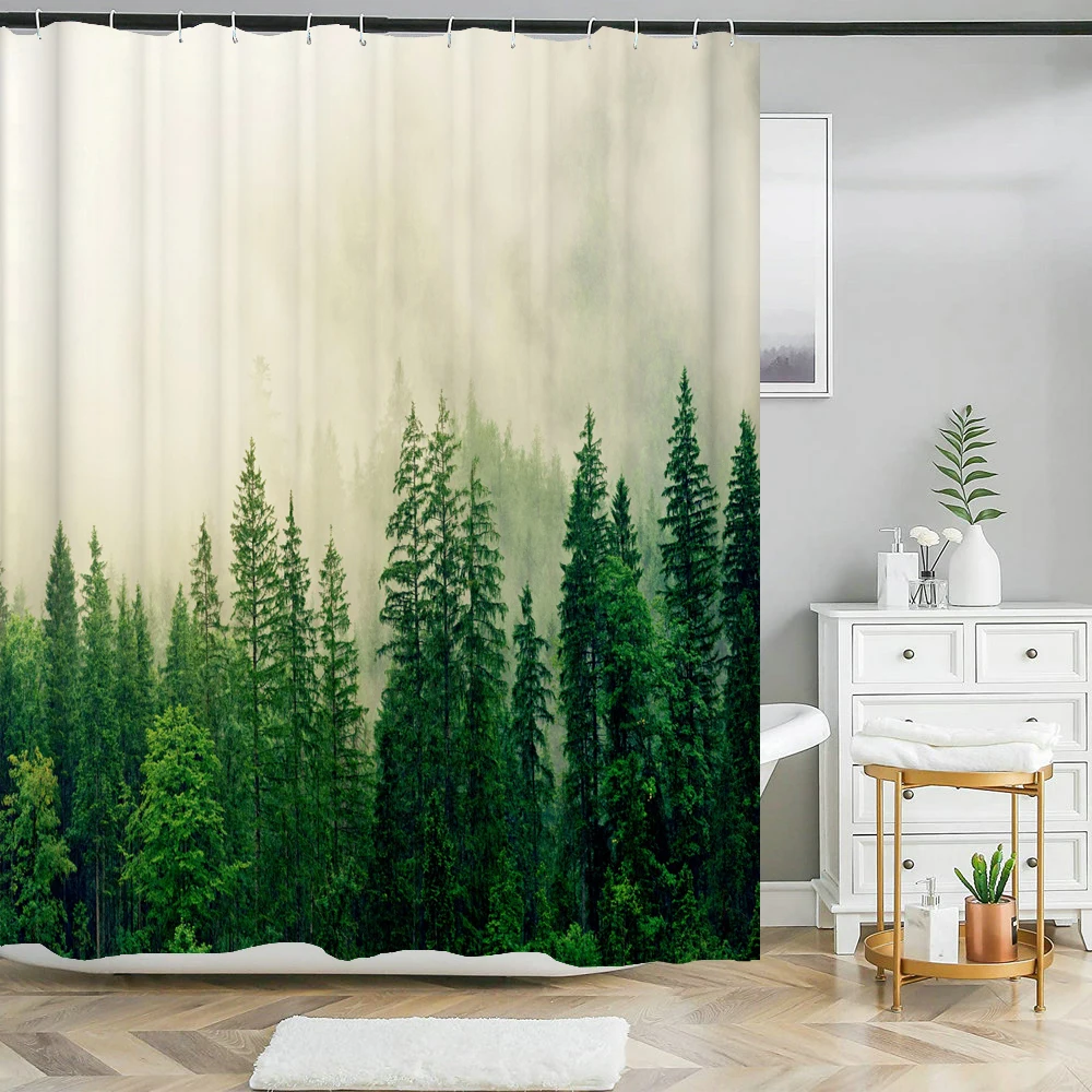 3D Printing Foggy Forest Bathroom Shower Curtain Green Natural Landscape Home Decoration Waterproof Curtain with Hook Curtain
3D Printing Foggy Forest Bathroom Shower Curtain Green Natural Landscape Home Decoration Waterproof Curtain with Hook Curtain